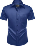 Mens Short Sleeve Dress Shirt Wrinkle Free Summer Button Down Shirts