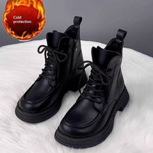 Load image into Gallery viewer, Women's Soft Leather Padded Dr Martens-Style Boots – Chunky Sole, Fleece-Lined Option