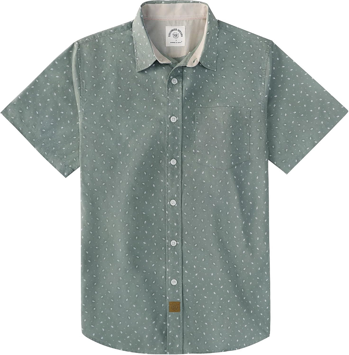 Dubinik® Mens Short Sleeve Button Down Shirts 100% Cotton Plaid Men's Casual Button-Down Shirts with Pocket
