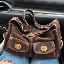 Load image into Gallery viewer, Retro Minimalist Women's Shoulder Bag with Multiple Pockets - Suede Commuter Handbag