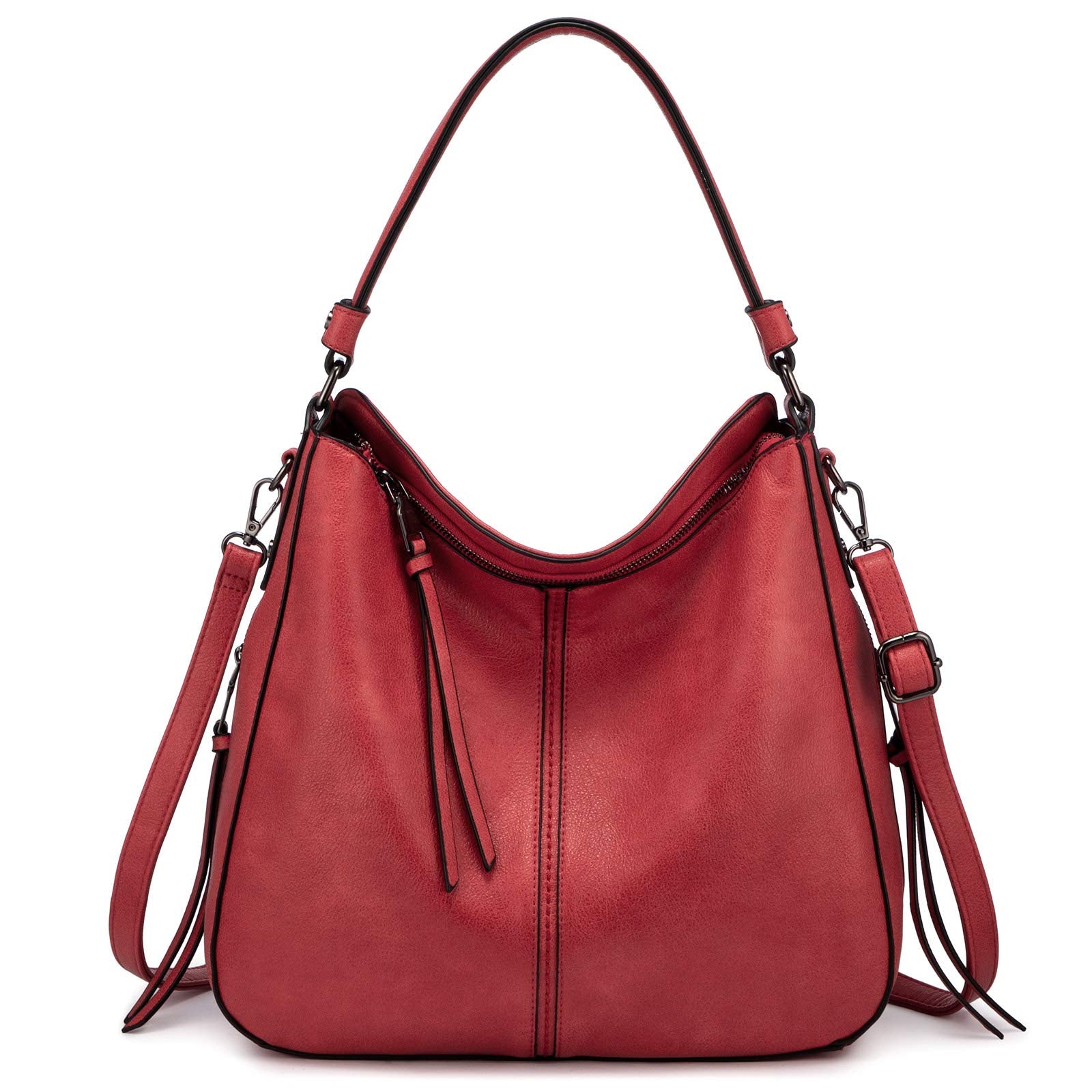Realer Hobo Crossbody Bags for Women Designer Faux Leather Hobo Handbags Retro Large Size Shoulder Bag Bucket Purse