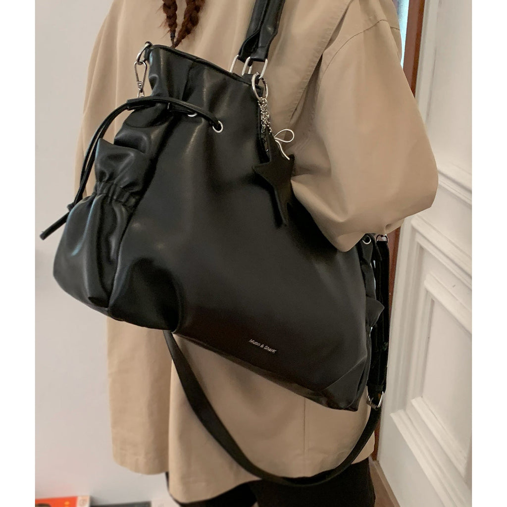 Vintage Biker Underarm Bag for Women - High Capacity PU Leather Crossbody