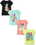 The Children's Place Girls' Trends,Icons Short Sleeve Graphic T-Shirts,4 Pack
