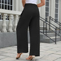 Findsweet Womens Wide Leg Pants Palazzo Casual Flowy Elastic Waist Pant Dressy Long Lounge with Pockets