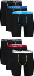 Hanes Men's Boxer Brief Underwear Pack, Stretch Cotton Boxer Briefs for Men, Moisture-wicking, 6-pack