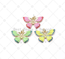 Load image into Gallery viewer, Enamel Colorful Butterfly Shape Pendant, 18K Gold Filled Butterfly Charm, Necklace Bracelet Charm Pendant,Sku#L637