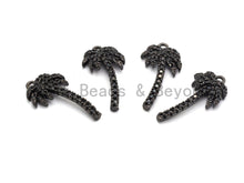 Load image into Gallery viewer, Black CZ Pave On Black Micro Pave Coconut Tree Shape Charm Beads, Cubic Zirconia Paved Coconut Tree Charm,10x19mm, sku#B103