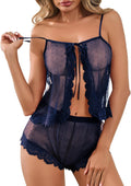 Kolagri Womens Lingerie Sets Sexy See Through Lace Bridal Short Pajamas Set