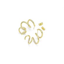 Load image into Gallery viewer, Clear CZ Gold Silver Spiral Swirl Earrings, Sku#A259