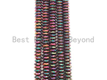 Load image into Gallery viewer, NEW Titanium Red Green Multicolor Hematite, Rondelle Faceted 6mm/8mm/10mm, Natural Hematite beads, 15.5 Full Strand, S127