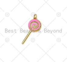 Load image into Gallery viewer, Enamel Colorful Lollipop Shape Pendant,18K Gold Filled CZ Micro Pave Lollipop Charm,Enamel Pendant,Enamel Jewelry,13x30mm,sku#L588