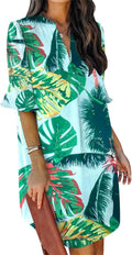 QACOHU women's textured ruffle sleeve shift dress