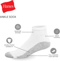 Hanes Double Tough Ankle Socks Moisture Wicking Socks, Multipack