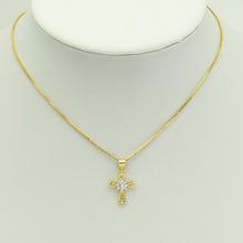 Load image into Gallery viewer, Gold Clear CZ Cross Charm, Sku#LX278