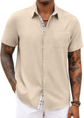 COOFANDY Men's Button Down Shirts Short Sleeve Casual Summer Beach Vacation Wedding Shirt with Pocket