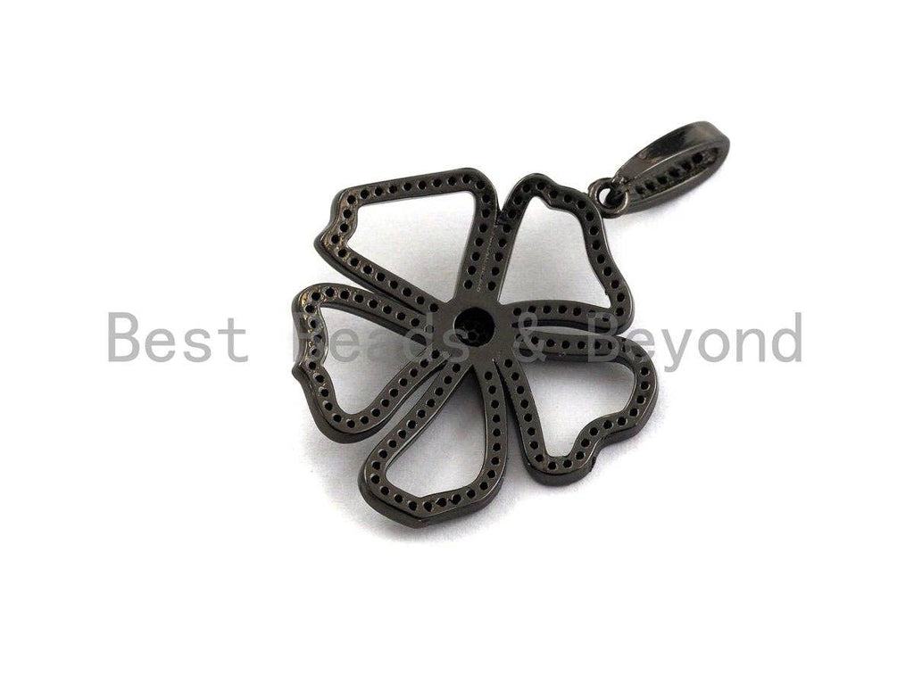 CZ Micro Pave Hollow Out Flower Shaped Pendant/Charm, Cubic Zirconia Pendant Charm,28x31mm,sku#F912