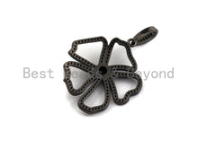 Load image into Gallery viewer, CZ Micro Pave Hollow Out Flower Shaped Pendant/Charm, Cubic Zirconia Pendant Charm,28x31mm,sku#F912