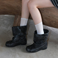 Load image into Gallery viewer, Women's Bow-tie Ankle Boots – Wide Calf Chunky Heel Slip-On Soft Sole