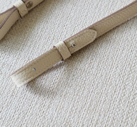 Genuine Leather Bag Strap Replacement – Adjustable Spaghetti Shoulder Strap with Gold & Silver Stud Detail