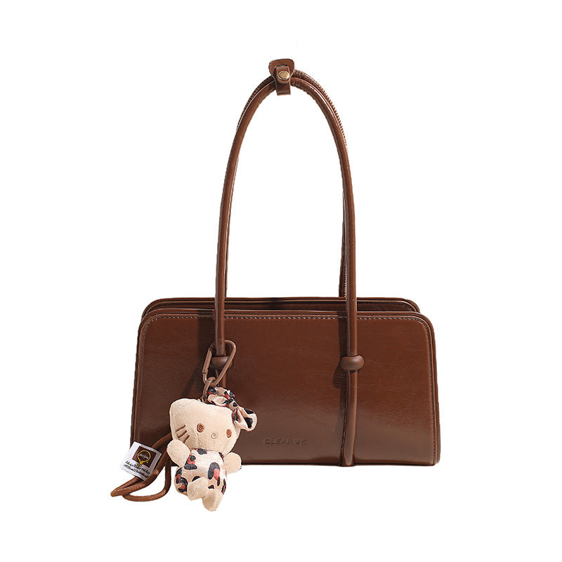 Women's Vintage Pendant Underarm Bag - PU Leather Crossbody Handbag with Adjustable Strap