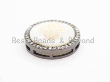 Load image into Gallery viewer, CZ Micro Pave Gilding Hamsa Hand on Mother of Pearl Disc Bea