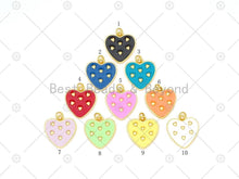 Load image into Gallery viewer, Cute Gold Heart On Colorful Enamel Heart Shape Pendant, 18K Gold Filled Heart Charm, Necklace Bracelet Charm Pendant,19x20mm, Sku#LK483
