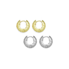 Load image into Gallery viewer, Gold Silver Rhombus diamond patten Chunky Huggie Earrings, Sku#A241