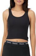 Hanes Women's Originals Rib Crop Tank Top 2-Pack, Comfywear Stretch Cotton Cropped Top