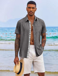 COOFANDY Men's Button Down Shirts Short Sleeve Casual Summer Beach Vacation Wedding Shirt with Pocket