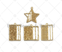 Load image into Gallery viewer, Filigree Gold Lacy Charm, Star/Square/Rectangular Shape Brushed Gold Twisted Wire Charm Pendants for Earrings necklace making, sku#CP08