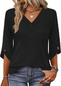 OFEEFAN 3/4 Length Sleeve Womens Tops Dressy Casual Blouses V Neck T Shirts Summer Tops Spring Outfits Loose Fit