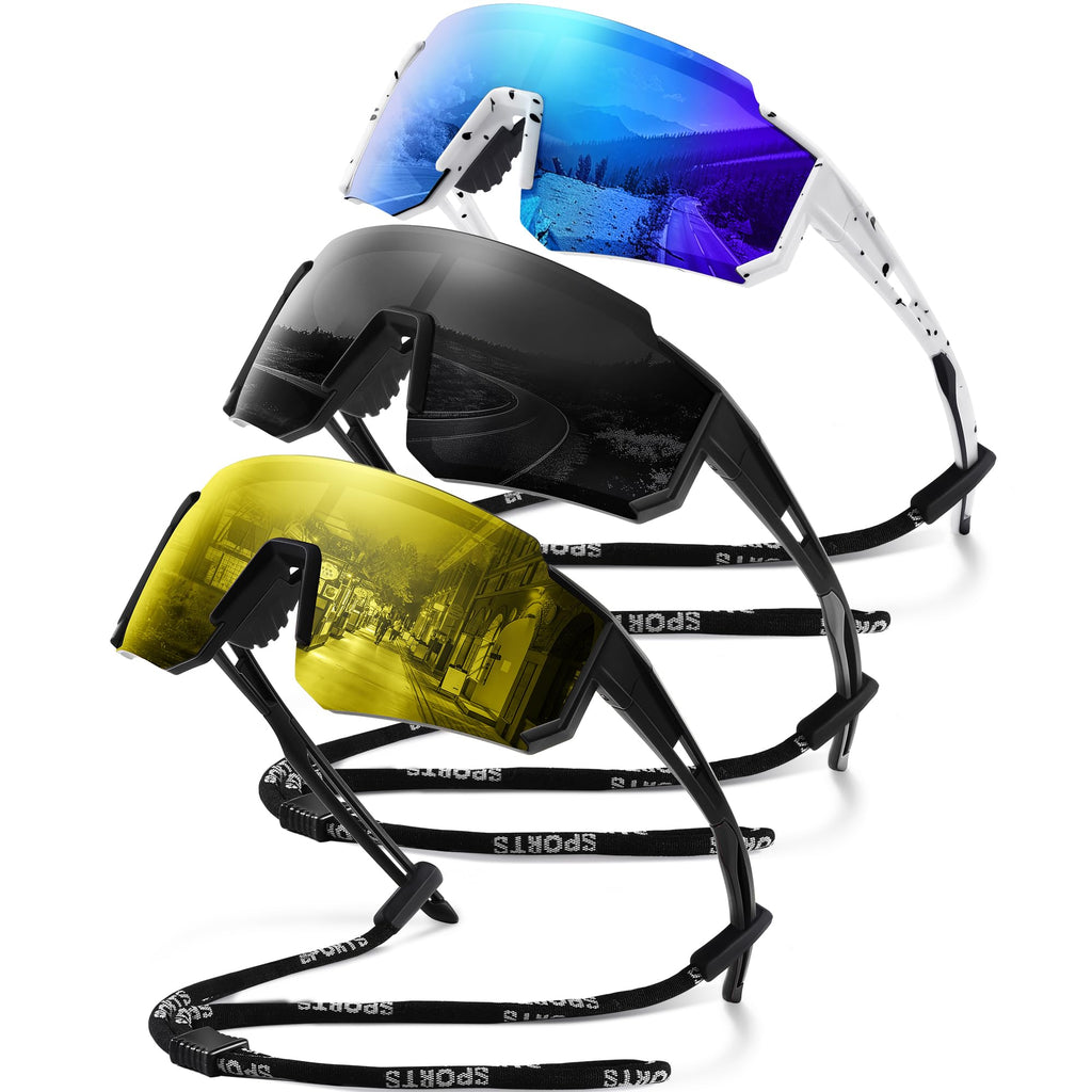 Polarized Sport Sunglasses for Men and Women, Lightweight TR90 Sun Glasses with UV Protection for Cycling Running