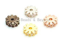 Load image into Gallery viewer, CZ Micro Pave Flower Wheel Spacer Beads, Cubic Zirconia Space pave Beads, 6x2mm/8x2mm, sku#G84