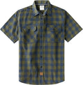 Dubinik® Mens Short Sleeve Button Down Shirts 100% Cotton Plaid Men's Casual Button-Down Shirts with Pocket