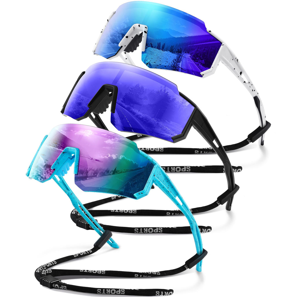 Polarized Sport Sunglasses for Men and Women, Lightweight TR90 Sun Glasses with UV Protection for Cycling Running