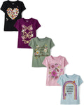The Children's Place Girls' Short Sleeve Graphic T-shirts (5-Pack)