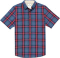 Dubinik® Mens Short Sleeve Button Down Shirts 100% Cotton Plaid Men's Casual Button-Down Shirts with Pocket