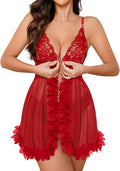 Foxiny Sexy Lingerie Dress 2pcs Women Night Gown with Thong 3XS-6XL