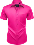 Mens Short Sleeve Dress Shirt Wrinkle Free Summer Button Down Shirts
