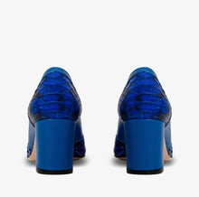 Load image into Gallery viewer, The Toskana Sax Blue Pythn Leather Block Heel Pump Women Shoe