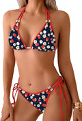 TASHEHE Women's Triangle String Bikini Set Sexy Tie Side Two Piece Swimsuit Cute Halter Bathing Suit
