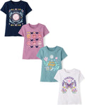 The Children's Place Girls' Trends,Icons Short Sleeve Graphic T-Shirts,4 Pack