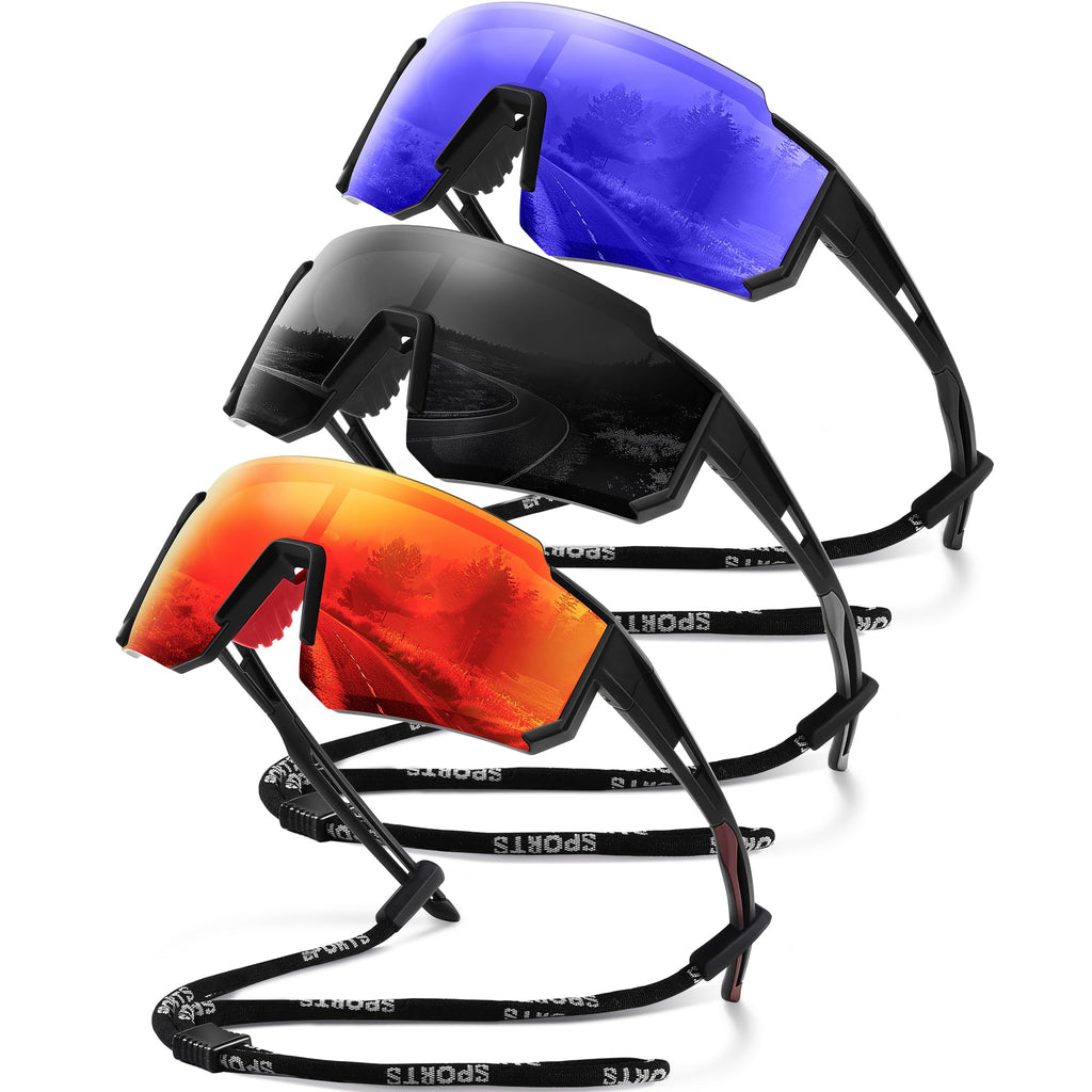 Polarized Sport Sunglasses for Men and Women, Lightweight TR90 Sun Glasses with UV Protection for Cycling Running