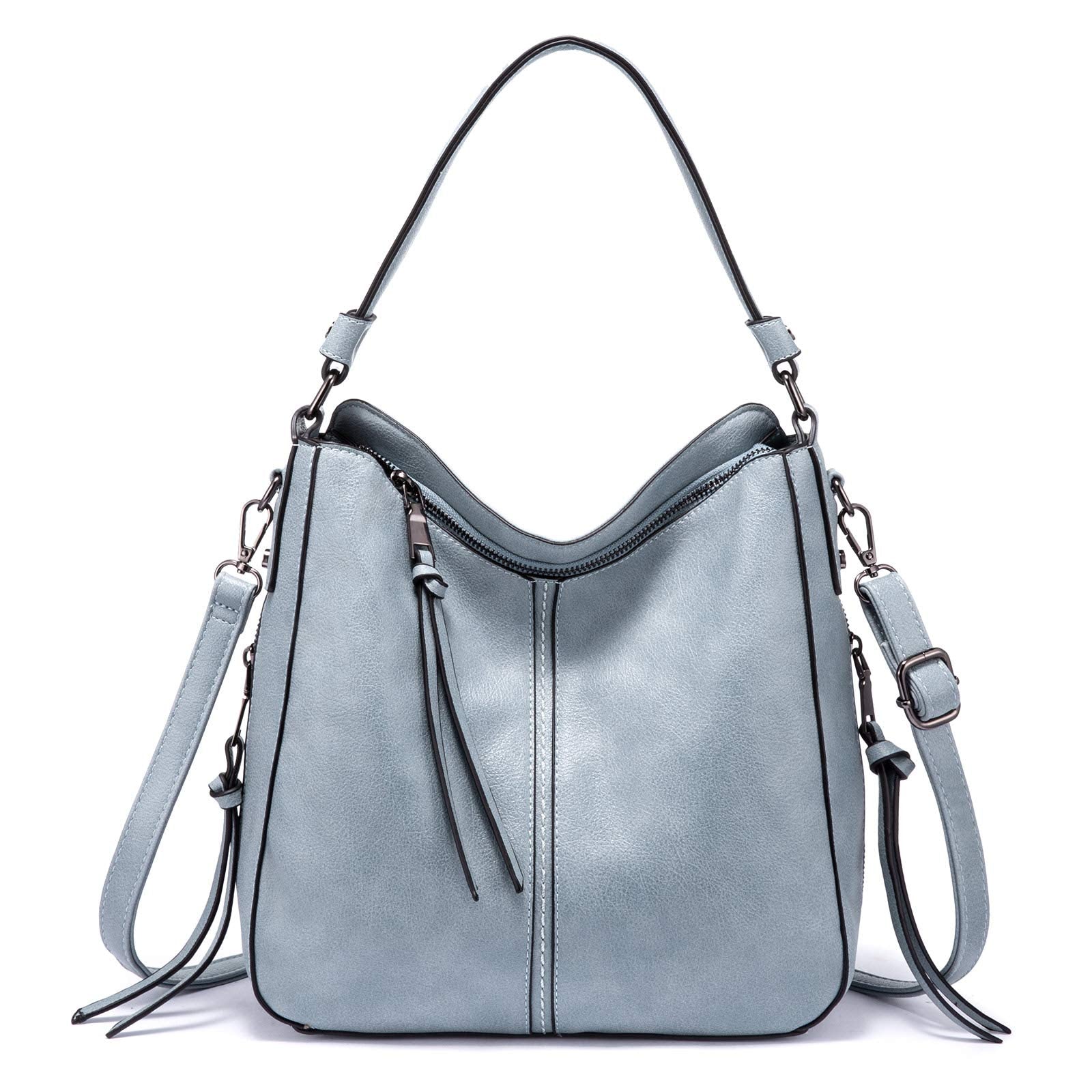 Realer Hobo Crossbody Bags for Women Designer Faux Leather Hobo Handbags Retro Large Size Shoulder Bag Bucket Purse