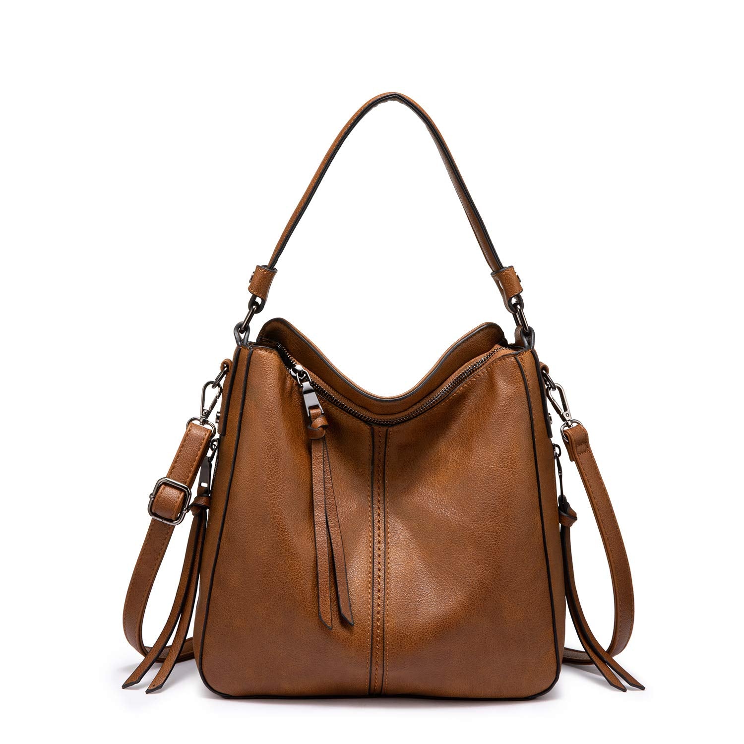 Realer Hobo Crossbody Bags for Women Designer Faux Leather Hobo Handbags Retro Large Size Shoulder Bag Bucket Purse