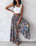 CHICME Womens Boho High Waisted Wide Leg Palazzo Pants Beach Vacation Wear