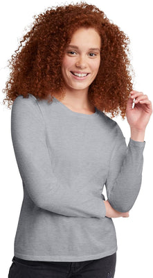 Hanes Women's Originals Long Sleeve Cotton T-Shirt, Lightweight Crewneck Tee, Modern Fit