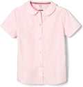 French Toast Peter Pan Collar Short Sleeve Blouse (Girls Standard & Plus Sizes), Blue,