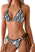 TASHEHE Women's Triangle String Bikini Set Sexy Tie Side Two Piece Swimsuit Cute Halter Bathing Suit