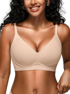 Wireless Jelly Bras for Women No Underwire - S-2XL Seamless Padded T-Shirt Bralette with Support, Comfortable Everyday Bra